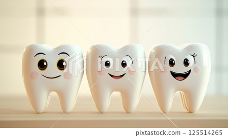 Friendly Cartoon Characters Representing Teeth 125514265