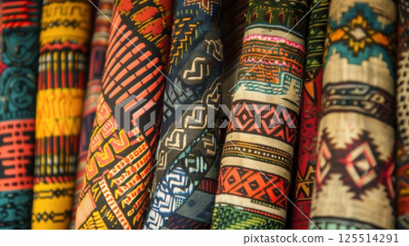 Handmade Or Woven Textiles With Unique Patterns 125514291