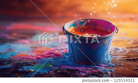 Holi Colors Mixed With Water In A Bucket 125514311