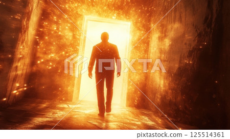 Man Stepping Through A Portal Of Darkness 125514361