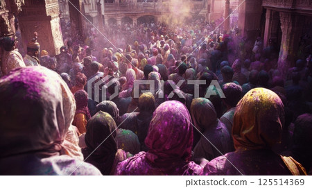 Artistic Depiction Of Holi Celebration Artistic Depiction Of Holi Celebration 125514369