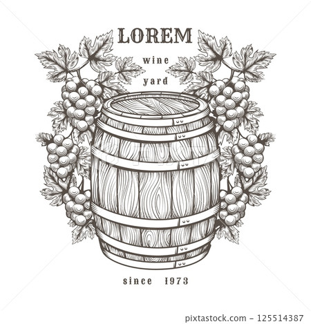 Retro wine yard emblem 125514387