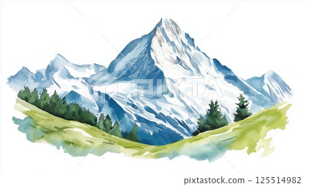 Jungfraujoch. Jungfraujoch hand drawn watercolor illustration 125514982