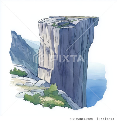 Pulpit Rock. Pulpit Rock hand drawn watercolor illustration 125515253