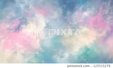 Colorful background with a blue sky and white clouds. The sky is filled with pink and purple colors 125515278
