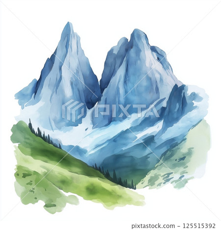 Triglav National Park. Triglav National Park hand drawn watercolor illustration 125515392