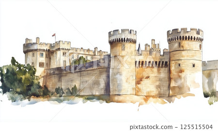 Windsor Castle. Windsor Castle hand drawn watercolor illustration Windsor Castle. Windsor Castle hand drawn watercolor illustration 125515504