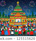 Illustration of a family walking on Christmas night 125515620
