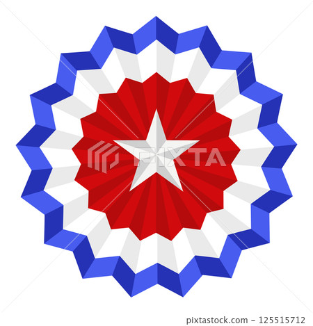 Patriotic red, white, and blue star with geometric layers Patriotic red, white, and blue star with geometric layers 125515712