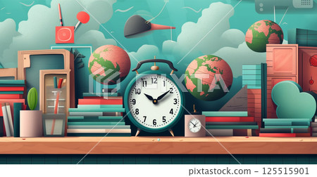 Panoramic school background, concept study knowledge learning - AI generated image 125515901