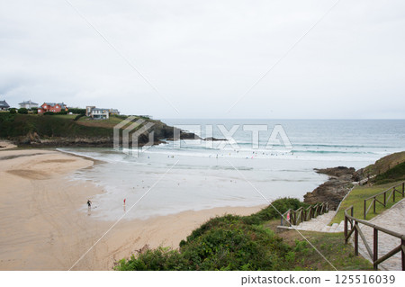 Aguileiro beach and walking path along the coast. Tapia de Casariego Aguileiro beach and walking path along the coast. Tapia de Casariego 125516039
