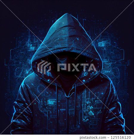 Hacker, programmer modern spy, illegal data search - AI Generated Image 125516120