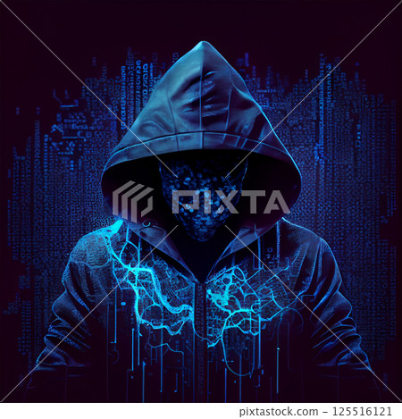 Hacker, programmer modern spy, illegal data search - AI Generated Image 125516121
