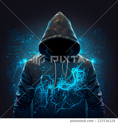Hacker, programmer modern spy, illegal data search - AI Generated Image 125516128