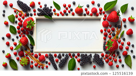 Various fresh summer berries, Top view - AI generated image Various fresh summer berries, Top view - AI generated image 125516139