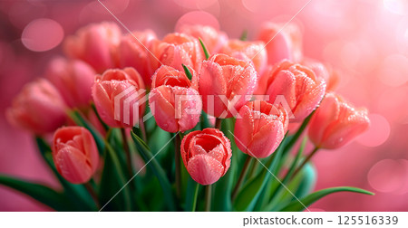 Bright floral bouquet of tulips, festive mood - AI Generated Image 125516339