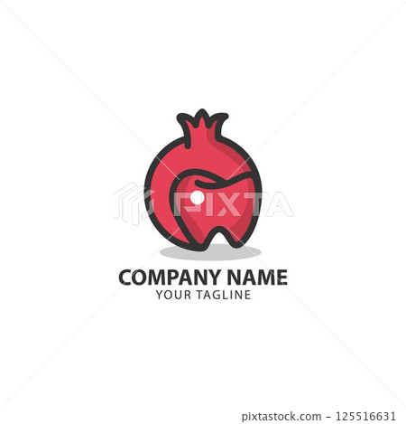 pomegranate dental logo design concept. pomegranate Creative Technology Logo vector template. Icon symbol 125516631