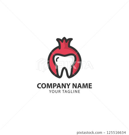 pomegranate dental logo design concept. pomegranate Creative Technology Logo vector template. Icon symbol 125516634