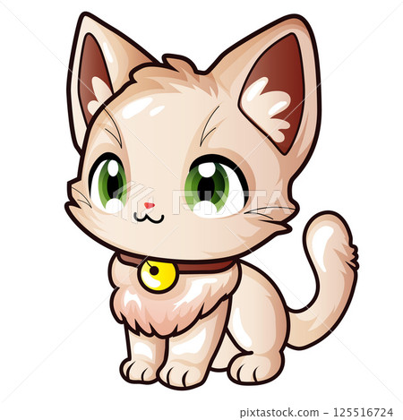 cute smiling adorable cat cartoon 125516724