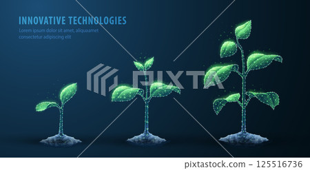 Plant growth digital vector illustration. Sprout future, agriculture technology. 125516736