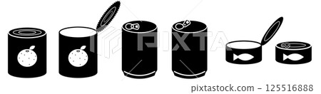 Simple canned food silhouette illustration set Simple canned food silhouette illustration set 125516888