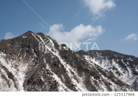 Mount Nasu, Tochigi Prefecture: Snow-covered hiking trail in April Mount Nasu, Tochigi Prefecture: Snow-covered hiking trail in April 125517966