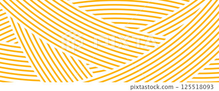 Curvy orange lines. Ramen or noodle pattern. Pasta, tagliatelle or capellini background. Undulate spaghetti texture. Traditional Italian, Chinese of Japan food wallpaper. Vector flat illustration 125518093