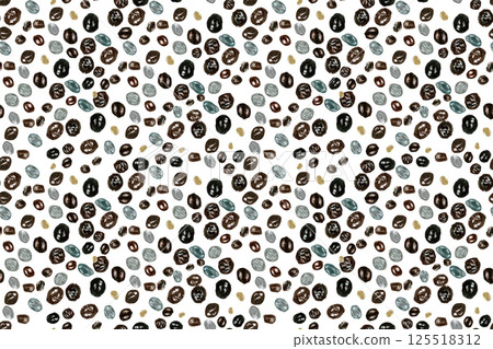 Papaya seeds watercolor seamless pattern isolated on white. Hand-painted tropical fruit clip art is perfect for culinary designs, textile, wrapping paper, prints, cards, packages and menu. Textured Papaya seeds watercolor seamless pattern isolated on white. Hand-painted tropical fruit clip art is perfect for culinary designs, textile, wrapping paper, prints, cards, packages and menu. Textured 125518312