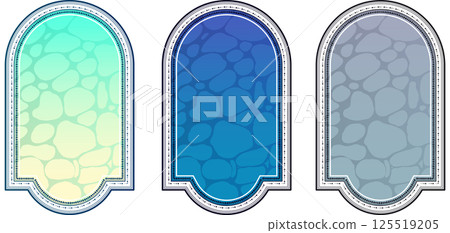 Antique sea surface and underwater ocean frame illustration set 125519205