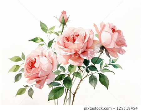 Rose illustration 4 | Soft watercolor flower illustrations | Flower art perfect for spring and summer 125519454