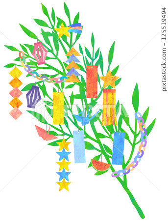 竹子七夕裝飾向量素材 125519494