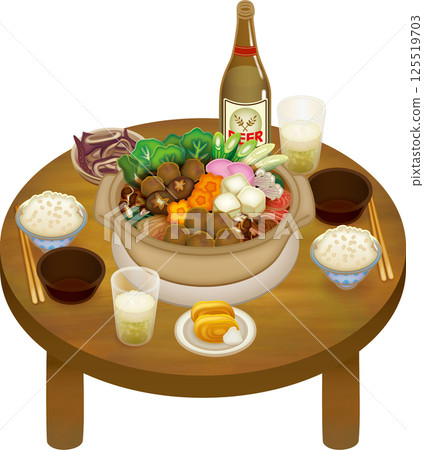 滿滿一鍋蔬菜的火鍋，兩人份的餐食 125519703