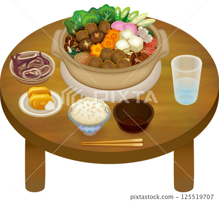 Illustration of a delicious-looking hotpot table Illustration of a delicious-looking hotpot table 125519707