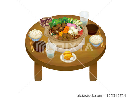 蔬菜和米飯搭配均衡的火鍋 125519724