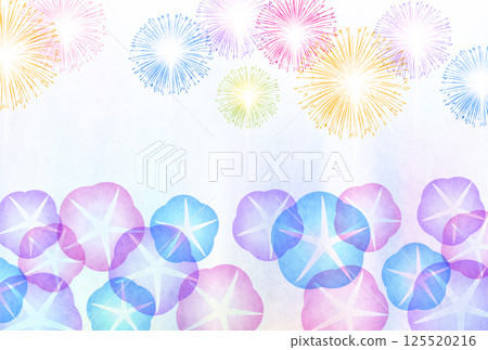 牽牛花夏季煙火日本圖案背景 125520216