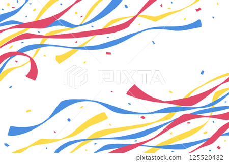 緞帶和五彩紙屑背景 125520482