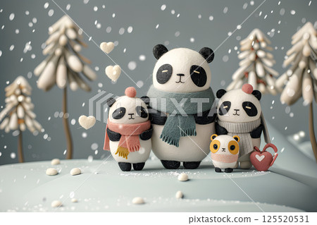 Cute panda in the snow (3D) 125520531