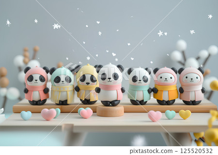 Cute panda in the snow (3D) 125520532
