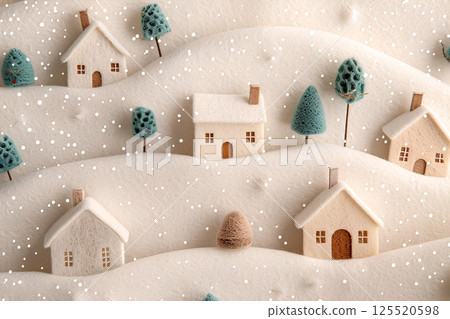 Cute and beautiful house in the snow (3D) 125520598