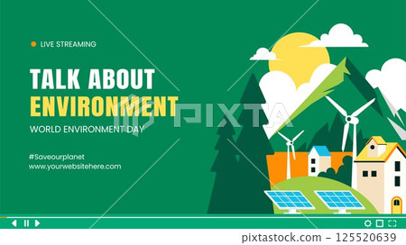 Eco Illustration for World Environment Day with Flat Video Thumbnail Background 125520639
