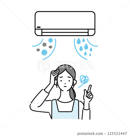 A housewife suffering from an air conditioner malfunction 125521447
