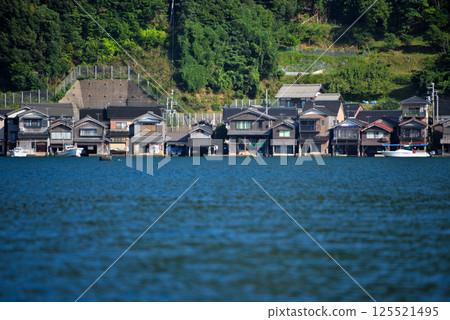 View of the boathouses on the Kamejima side from the Shichimenzan parking lot at the tourist base in Ine, Ine Town, Kyoto Prefecture (3) View of the boathouses on the Kamejima side from the Shichimenzan parking lot at the tourist base in Ine, Ine Town, Kyoto Prefecture (3) 125521495