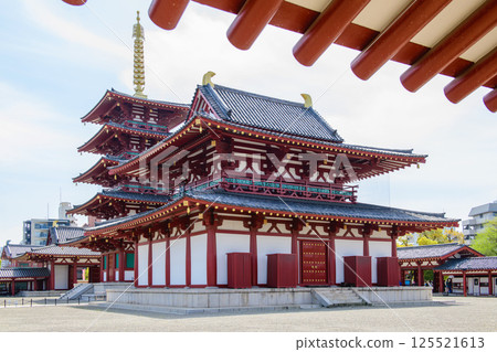 Shitennoji Temple, Main Hall and Five-story Pagoda, Osaka City Shitennoji Temple, Main Hall and Five-story Pagoda, Osaka City 125521613