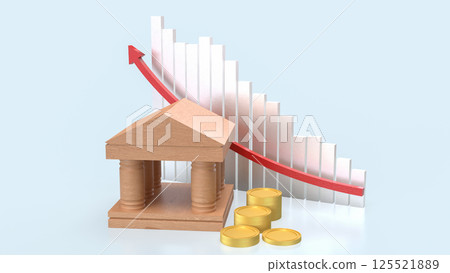 The Bank and coins for earn or Business concept 3d Rendering. 125521889