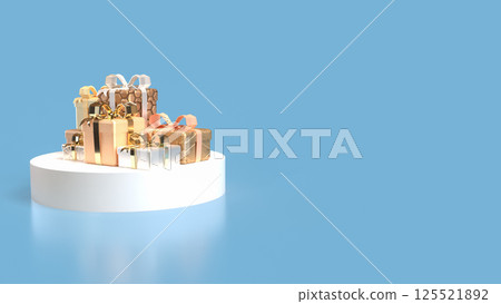 The Gold gift box for celebration or advertising concept 3d rendering. The Gold gift box for celebration or advertising concept 3d rendering. 125521892