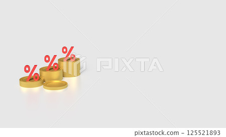 The Gold coins and percent on white background 3d Rendering. The Gold coins and percent on white background 3d Rendering. 125521893