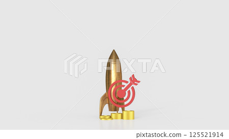 The Copper rocket and target for Business concept 3d Rendering. 125521914