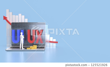 The UI and UX on notebook for website or application concept 3d rendering. 125521926