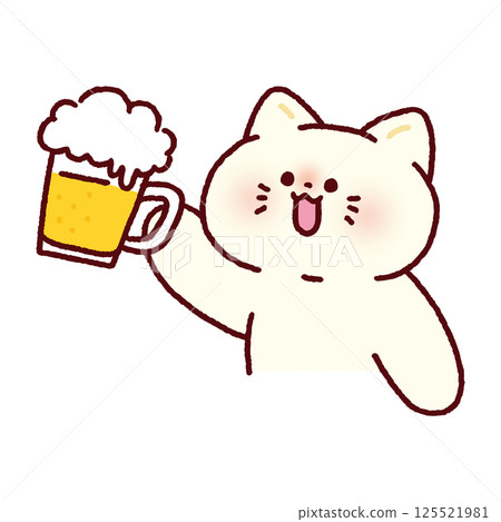 A happy cat toasting with beer 125521981