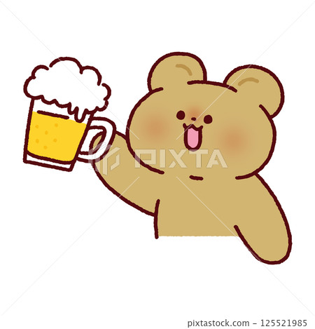 A happy bear toasting with beer 125521985